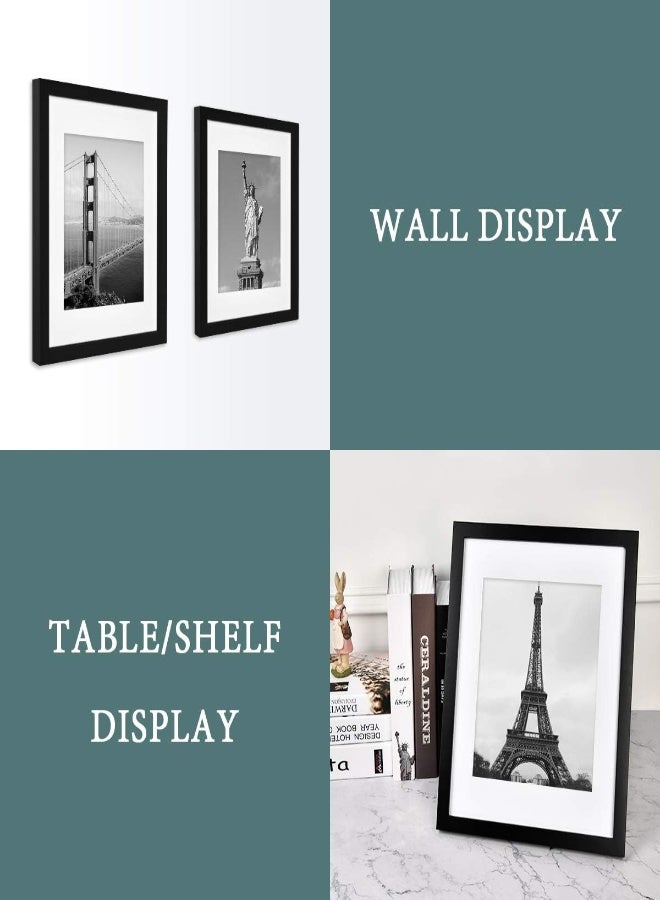 Framics 4 Pack 11X14 Picture Frames, Display Pictures 8X10 With Mat Or 11X14 Without Mat, Black Picture Frames Made Of Solid Wood For Wall Mounting Or Table Top, Mounting Hardware Included