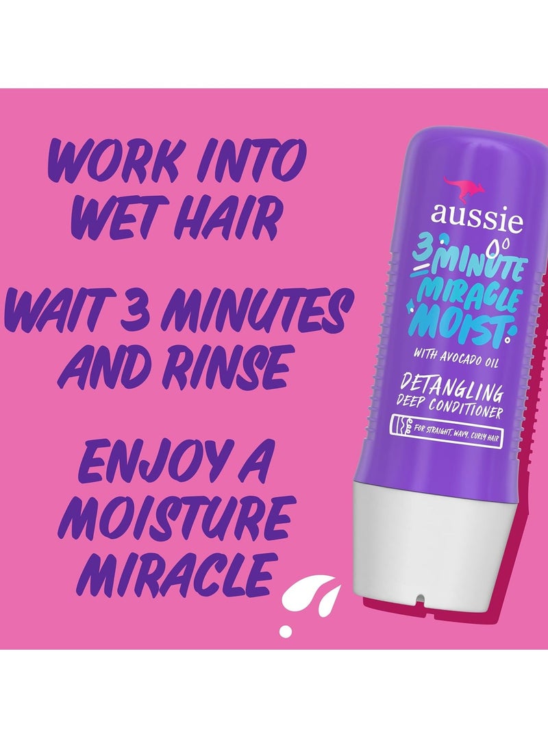 Aussie Total Miracle Hair Care Bundle: Shampoo, Conditioner, and 3 Minute Deep Treatment with Apricot & Macadamia Oil, Paraben-Free for Damaged Hair, 26.2 & 8 Fl Oz