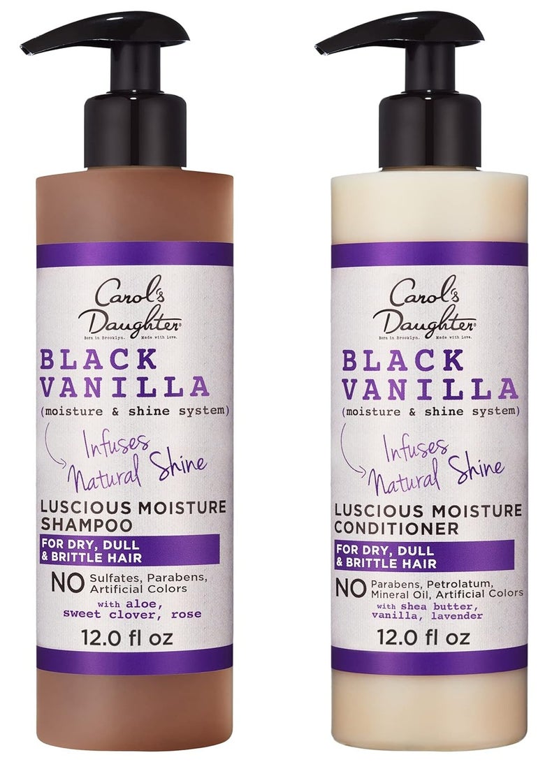 Carol's Daughter Black Vanilla Sulfate Free Shampoo and Conditioner Set for Curly, Wavy or Natural Hair, Moisturizing Hair Care for Dry, Damaged Hair, 1 Kit