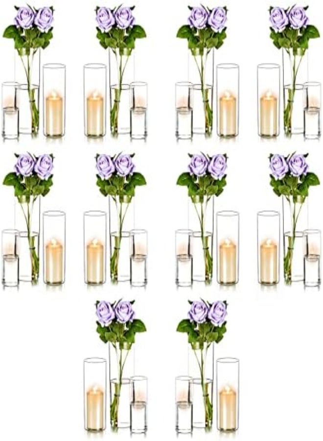 Hurricane Candle Holders Glass Vases For Centerpieces - Set Of 30 Clear Cylinder Vases For Flowers, Pillar Candles, Floating Votive Wedding Table Centerpiece Home Decor 6''/7.8''/10'' High