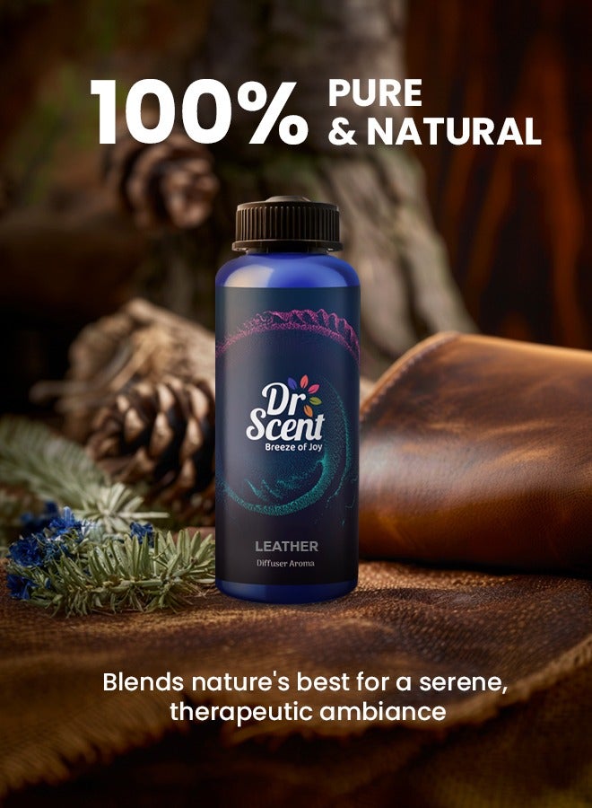 Breeze of Joy, Diffuser Aroma Leather Feel the Distinctive Notes of dry wood, juniper berries, and mate, with a hint of amber. (500ml)