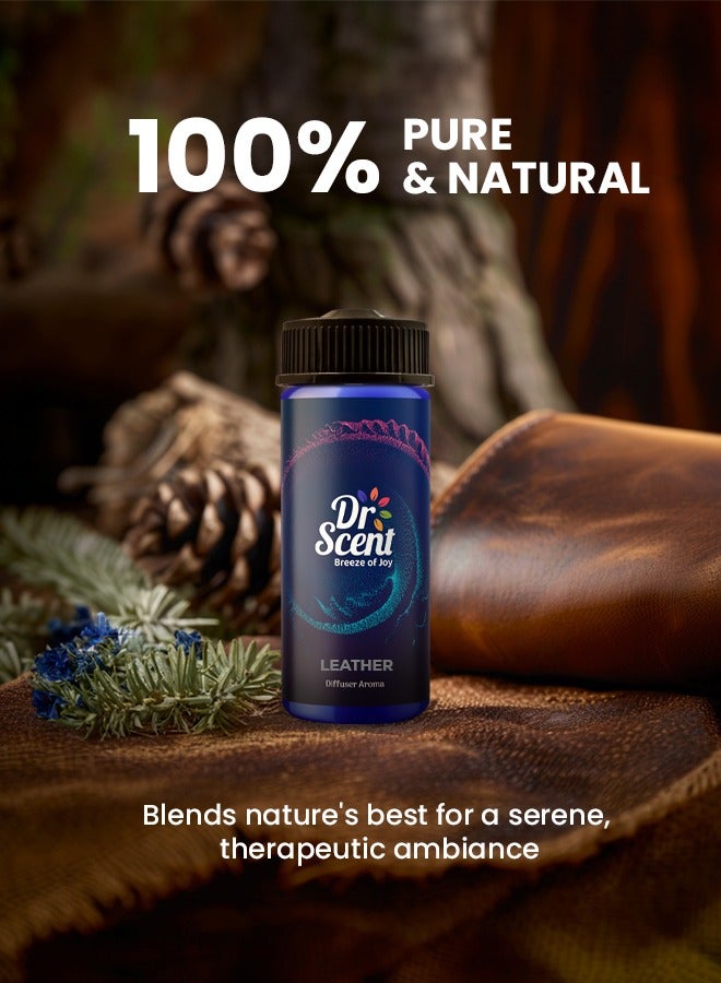 Breeze of Joy, Diffuser Aroma Leather Feel the Distinctive Notes of dry wood, juniper berries, and mate, with a hint of amber. (170ml)