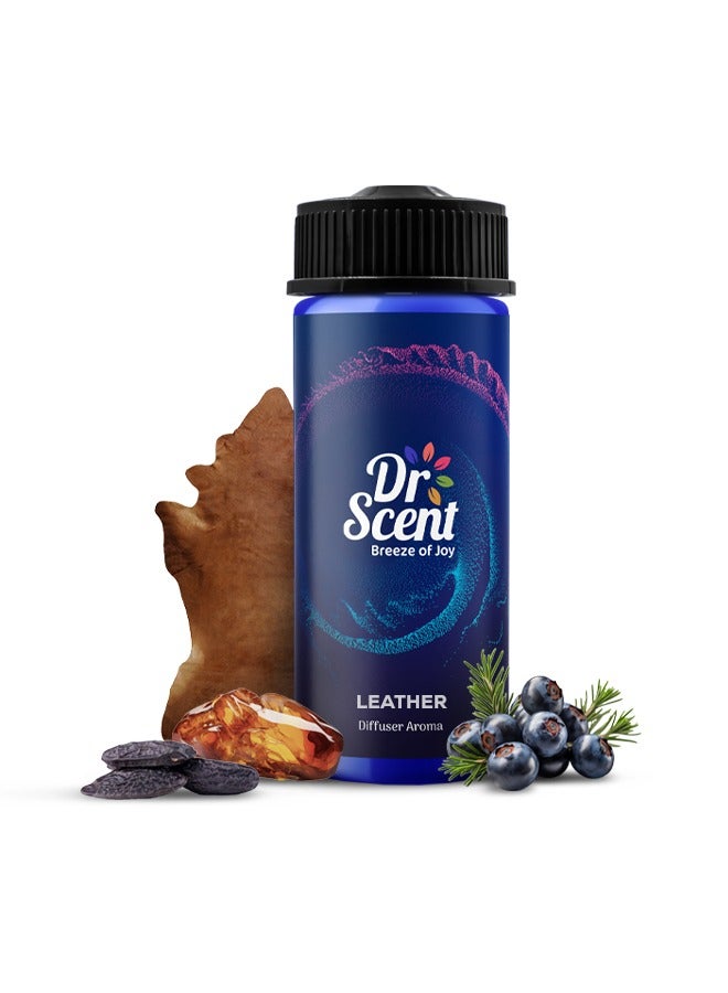 Dr Scent Breeze of Joy, Diffuser Aroma Leather Feel the Distinctive Notes of dry wood, juniper berries, and mate, with a hint of amber. (170ml)