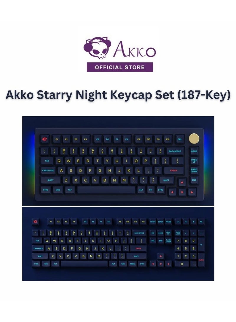 Akko PBT Keycaps Starry Night OSA Profile Double-Shot PBT Keycap Set for Mechanical Keyboards