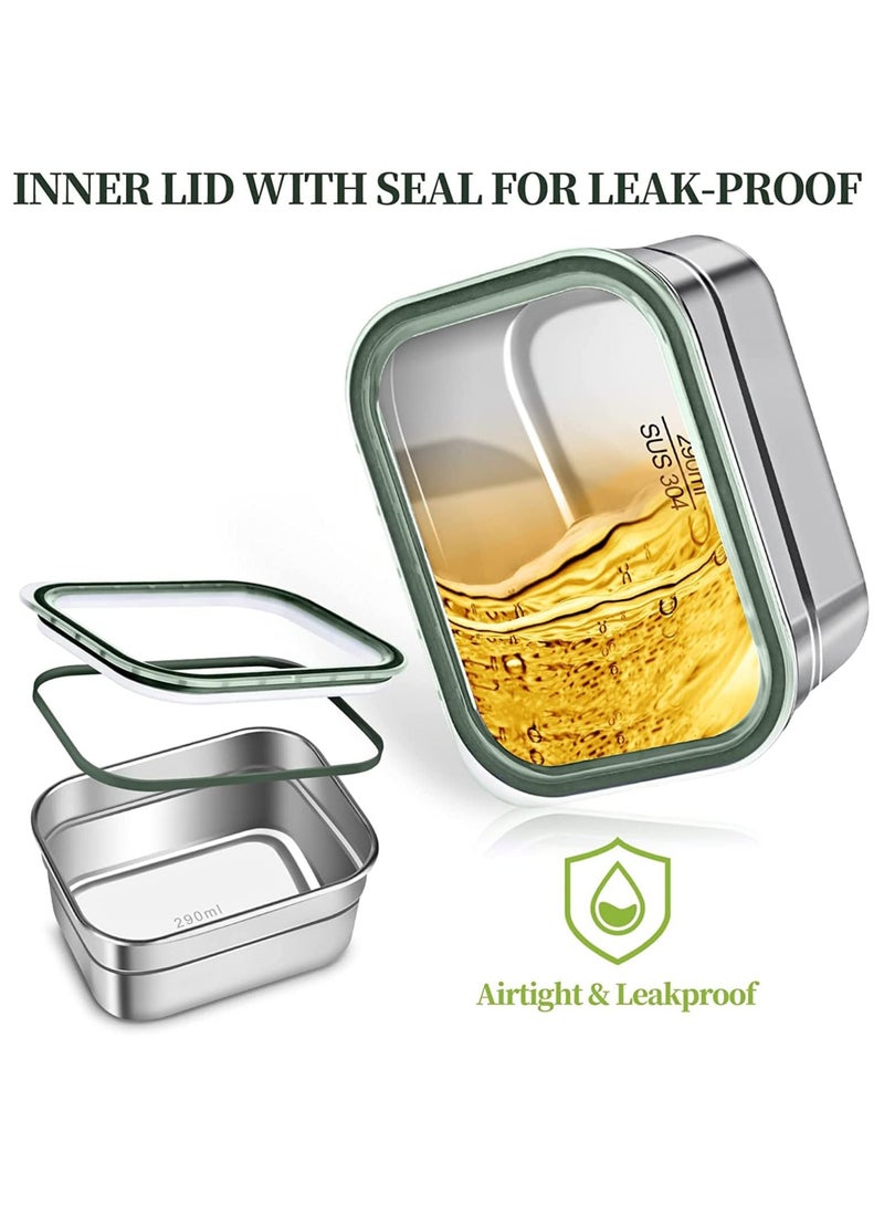 Stainless Steel Lunch Box for Kids Adults,Insulated Bento Lunch Box with Tableware & Bag,1260ML 3 Compartment Divided Lunch Containers with Lids,Leakproof | BPA Free | Dishwasher Safe（Green）