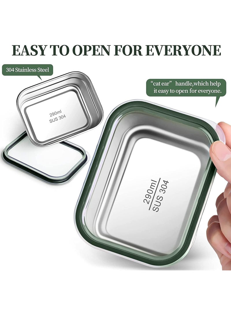 Stainless Steel Lunch Box for Kids Adults,Insulated Bento Lunch Box with Tableware & Bag,1260ML 3 Compartment Divided Lunch Containers with Lids,Leakproof | BPA Free | Dishwasher Safe（Green）