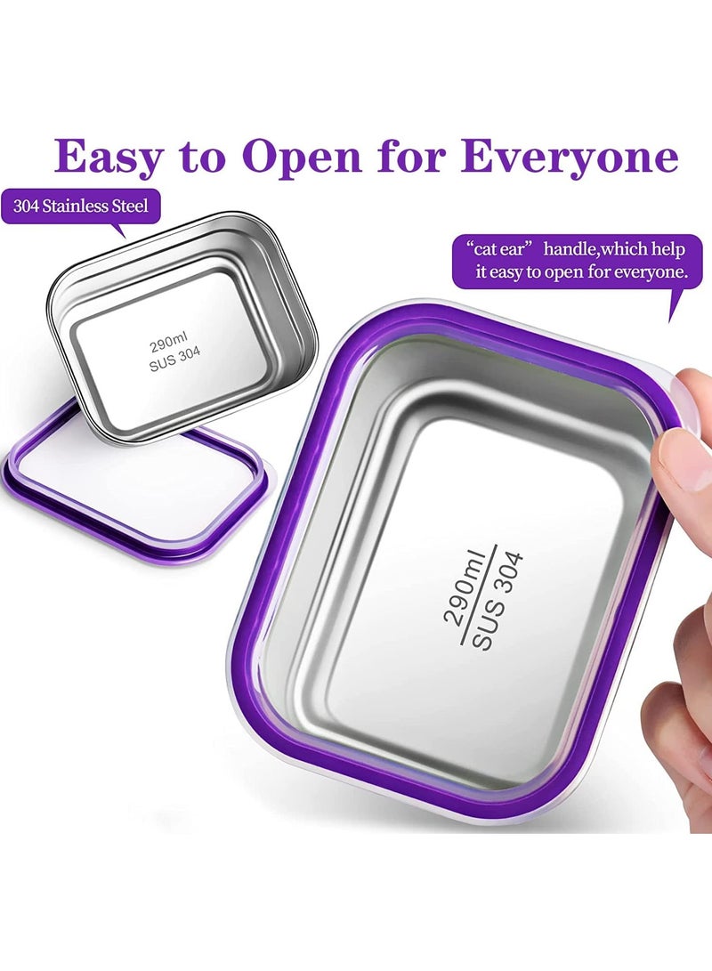 Stainless Steel Lunch Box for Kids Adults,Insulated Bento Lunch Box with Tableware & Bag,1060ML 4 Compartment Divided Lunch Containers with Lids,Leakproof | BPA Free | Dishwasher Safe （Purple）