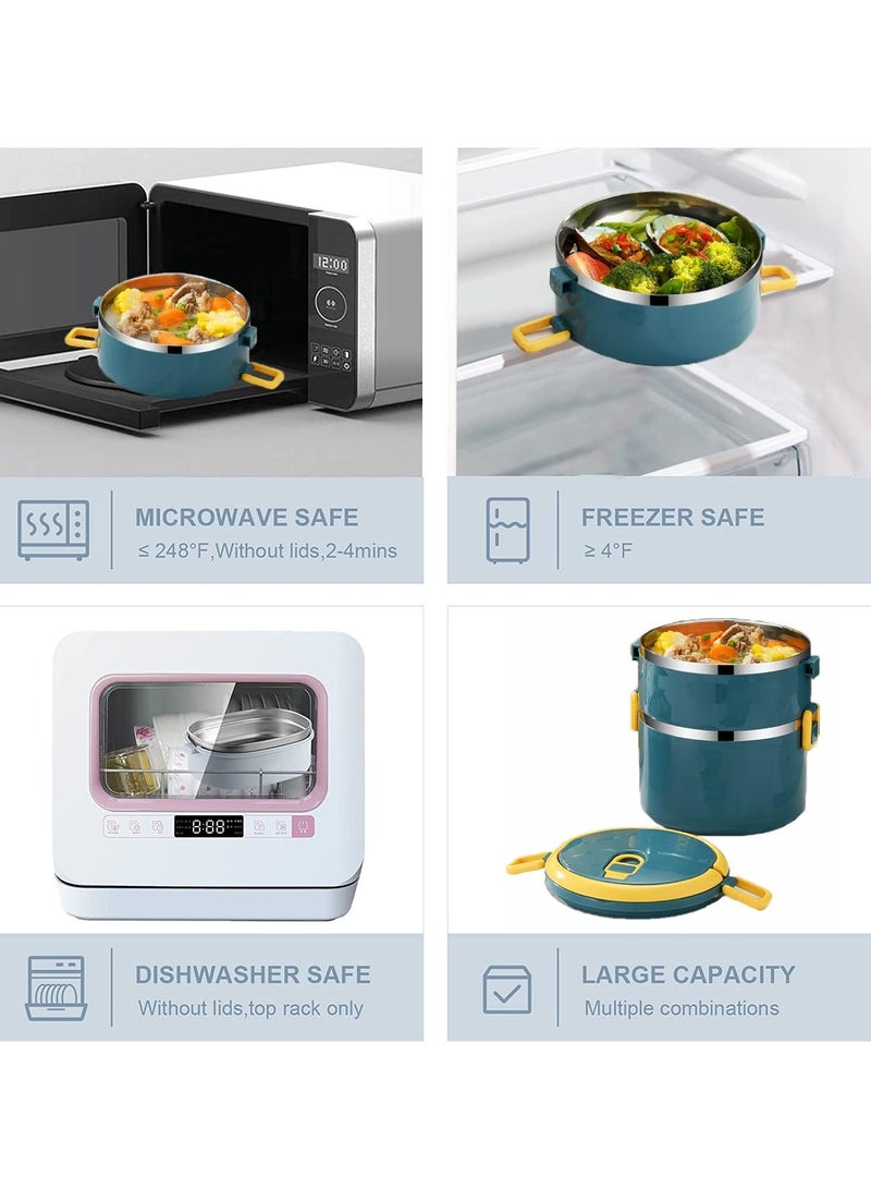 Stainless Steel Bento Lunch Box for Kids School,3 Layers Stackable Thermos Lunch Box with Insulated Lunch Bag Spoon Fork,Leakproof Thermal Food Containers for Adult Work Camping (3 Layer)