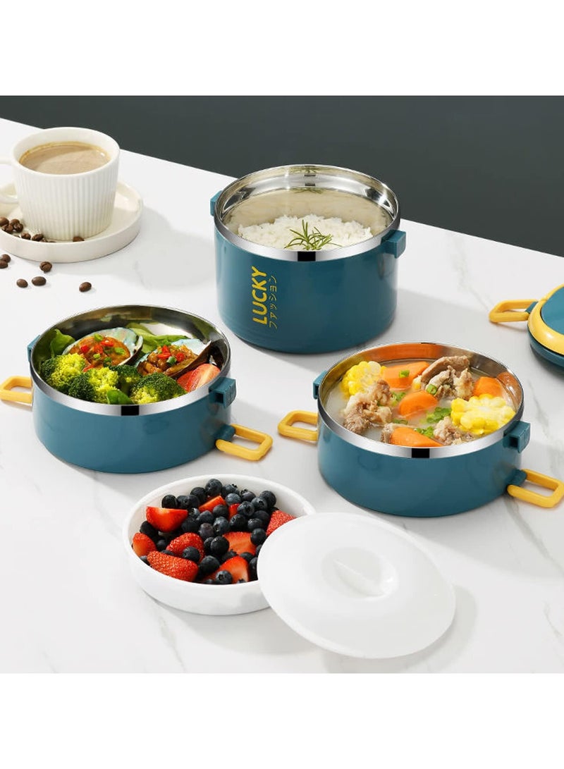 Stainless Steel Bento Lunch Box for Kids School,3 Layers Stackable Thermos Lunch Box with Insulated Lunch Bag Spoon Fork,Leakproof Thermal Food Containers for Adult Work Camping (3 Layer)