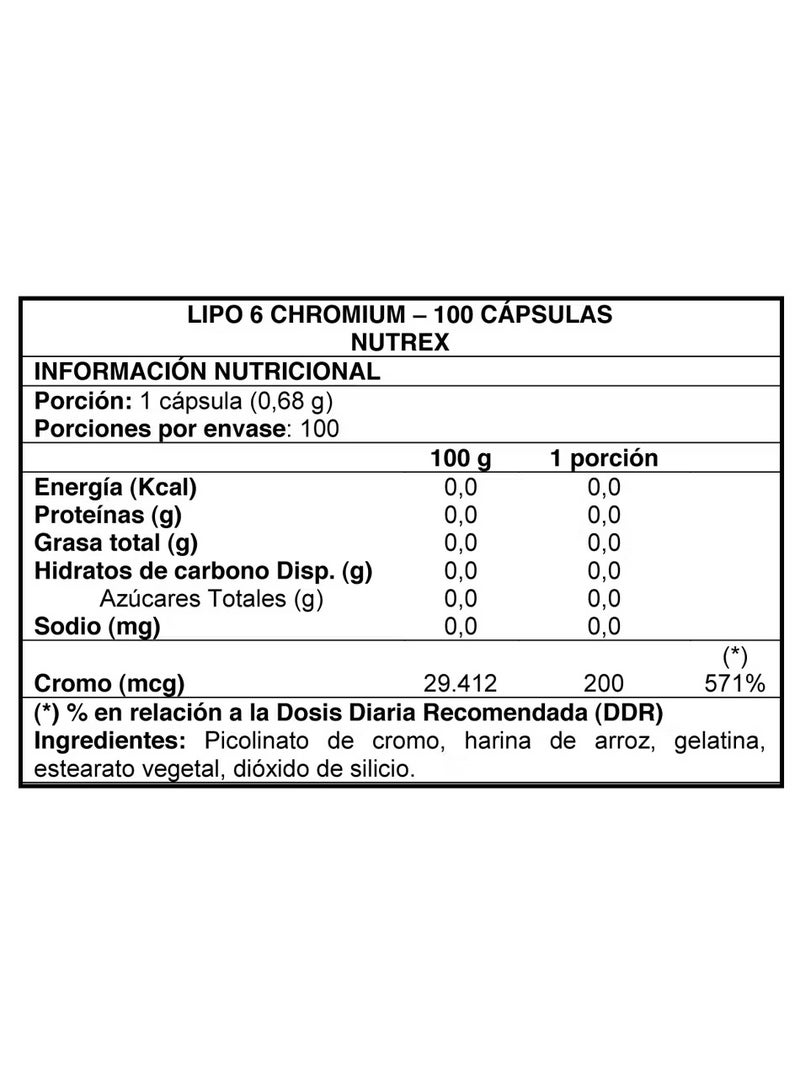 Nutrex Research Lipo6 Chromium 100 Capsules