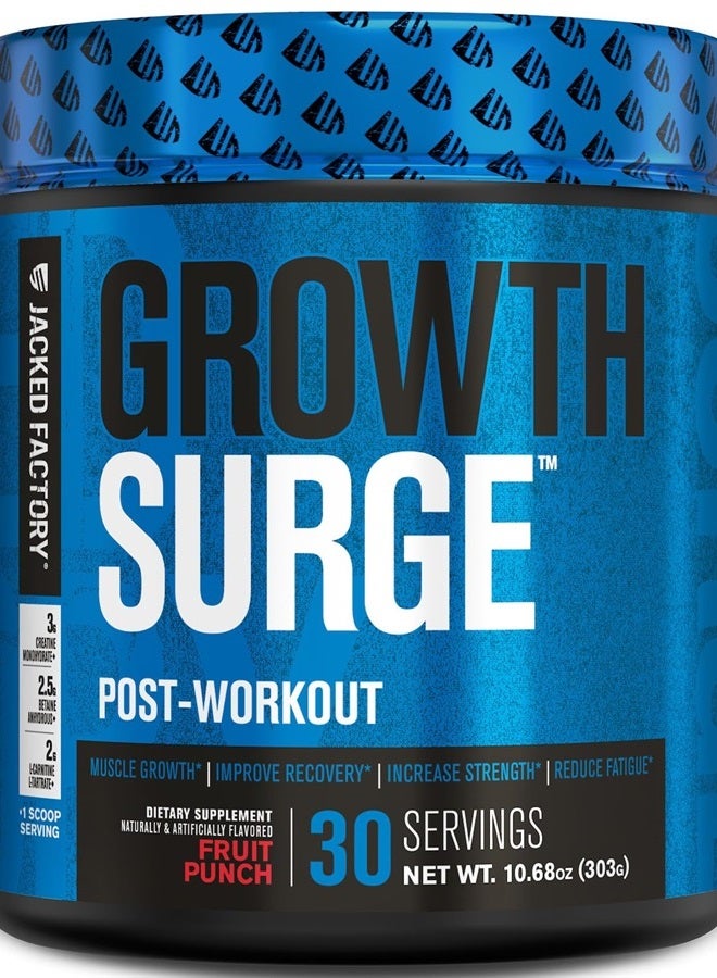 Growth Surge Creatine Post Workout w/L-Carnitine - Daily Muscle Builder & Recovery Supplement with Creatine Monohydrate, Betaine, L-Carnitine L-Tartrate - 30 Servings, Fruit Punch