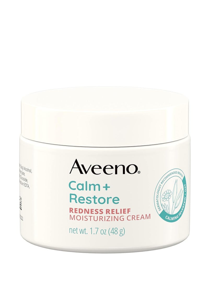 Aveeno Calm + Restore Redness Relief Moisturizing Cream, Daily Facial Cream for Sensitive Skin Instantly Calms & Soothes the Appearance of Redness, Fragrance-Free & Hypoallergenic, 1.7 oz