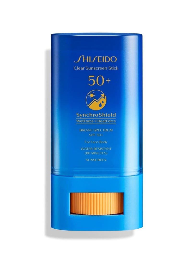 Shiseido Clear Sunscreen Stick SPF 50+ - Invisible Broad-Spectrum Face Sunscreen - Wear Under & Over Makeup - Lightweight Formula - All Skin Types