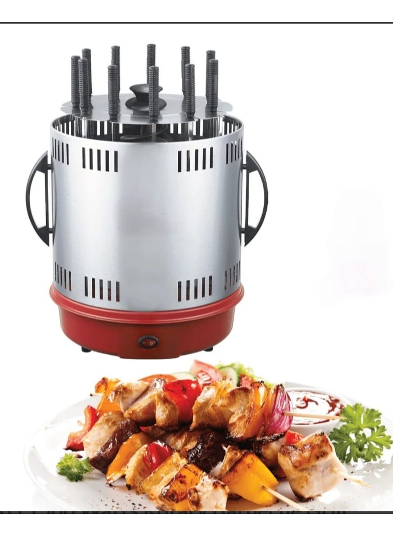 Vertical Electric Grill, Rotary Barbecue Grill Indoor Barbecue 360 Degree BBQ Grill Machine, Automatic Timing Rotating Oven Rotisserie Grill Spiral House Party 11 Long Skewers Grill Fork