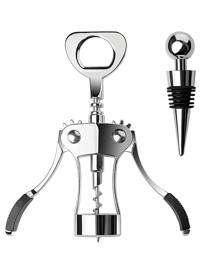 Upgrade Wing Corkscrew Opener with Stopper, Waiters Corkscrew Cork And Cap Bottles Opener Remover, All Holiday Gift Choice