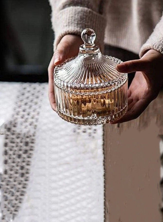Tent Shaped Crystal Glass Candy Jar With Lid