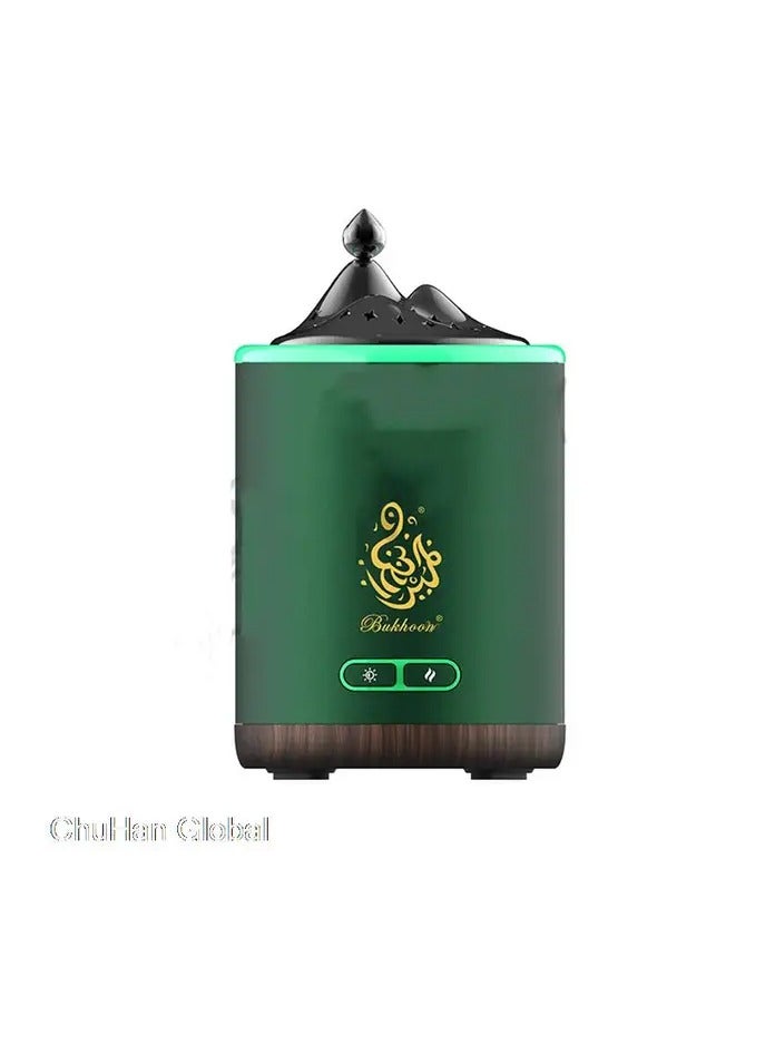 B19 Bukhoor Burner Circular Tower With Light Bakhoor Burner Arabic Electric Incense Burner Bukhoor Burner with Light Green