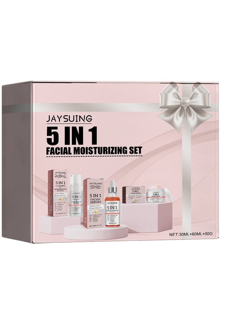 Jaysuing 5-in-1 Deep Cleansing, Firming, Skin Lightening, Stains and Fine Lines Hydrating Facial Moisturizing Set