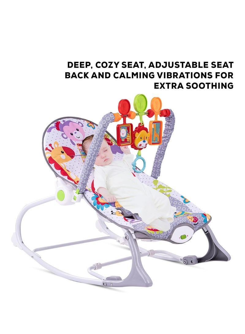 Baby Rocker and Bouncer Chair with Soothing Vibrations, Multi-Position Recline Portable Bouncer