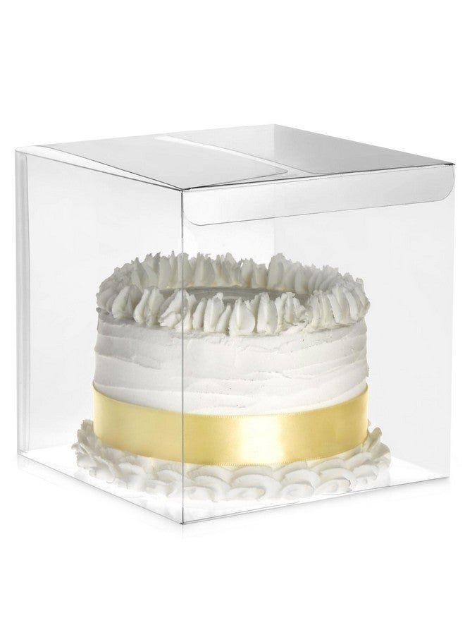 30Pack Clear Gift Boxes 6X6X6 In Square Plastic Transparent Boxes For Cakes Wedding Baby Shower Birthday Party