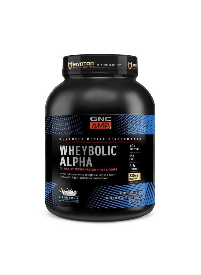 AMP Wheybolic Alpha with MyoTOR Protein Powder | Targeted Muscle Building and Workout Support Formula with BCAA | 40g Protein | Classic Vanilla | 22 Servings