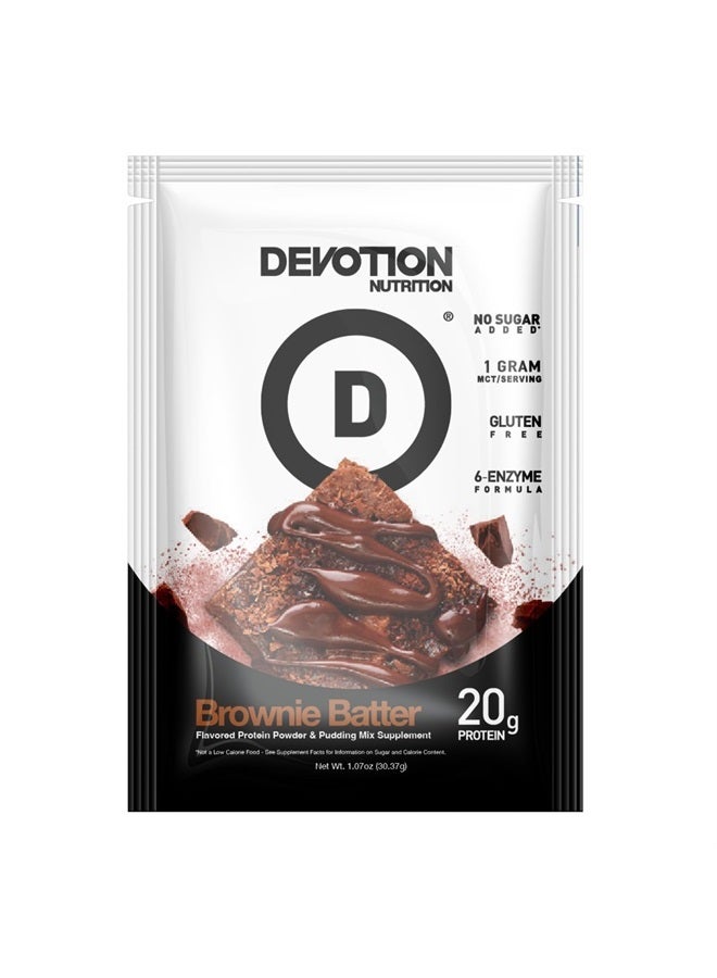 Protein Powder Blend | Gluten Free, Keto Friendly, No Added Sugars | 1g MCT | 20g Whey & Micellar Protein | 12 Count Packets (Brownie Batter)