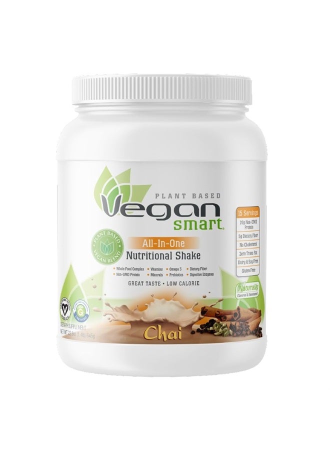 Naturade Plant Based Vegan Protein Powder - All-in-One Nutritional Shake Protein Blend - Gluten Free & Non-GMO - Chai (15 Servings)