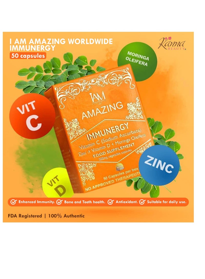 Amazing Immunergy | 50capsules | Vitamin C, Zinc, D and Moringa Oleifera
