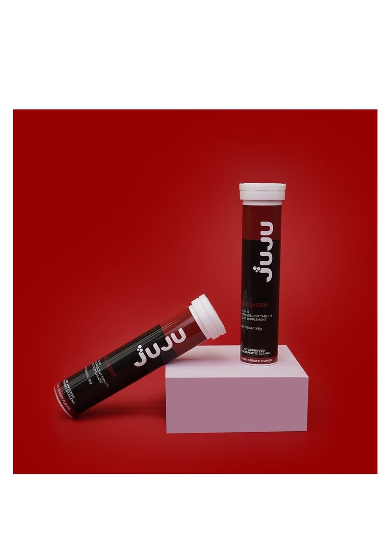 JUJU Collagen - (30 Effervescent Tablets) The Ultimate Glow-Up Solution for Your Skin, Hair, & Nails