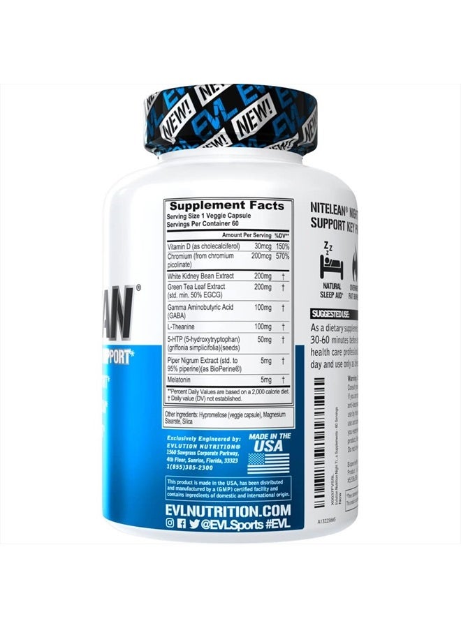 Nutrition Night Time Fat Burner Support - Overnight Sleep and Weight Loss Support Pills with Thermogenic Green Tea and White Kidney Bean Extract - Diet Pills That Support Stubborn Fat Loss