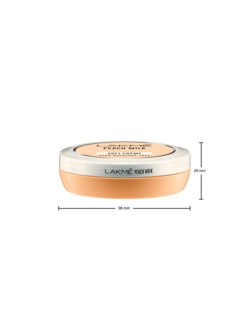 Lakme Peach Milk Soft Creme Moisturizer Lightweight Face Cream  Non Sticky  Locks Moisture For 24 Hours For Soft And Glowing Skin  100 g