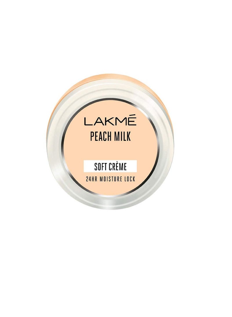 Lakme Peach Milk Soft Creme Moisturizer Lightweight Face Cream  Non Sticky  Locks Moisture For 24 Hours For Soft And Glowing Skin  100 g