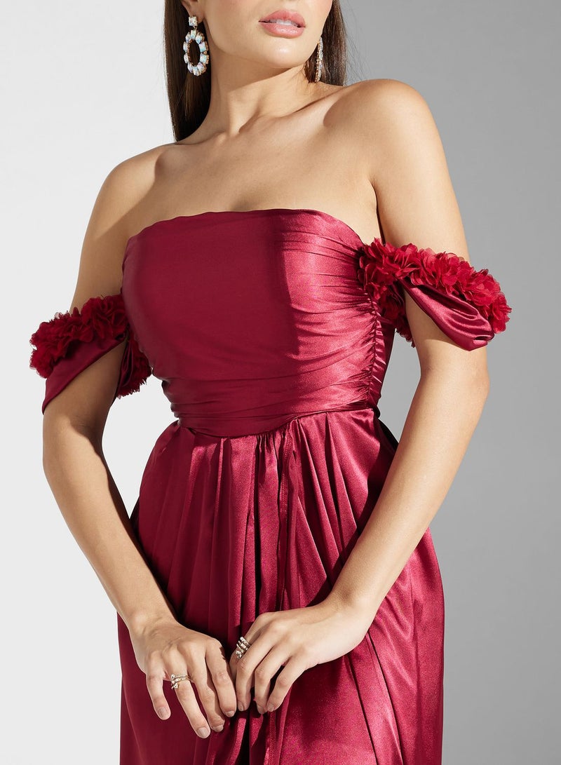 Off-Shoulder Satin Dress