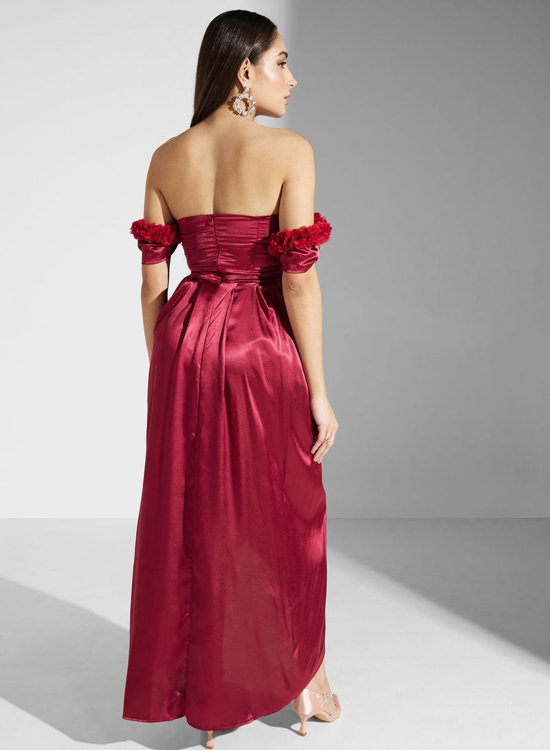 Off-Shoulder Satin Dress