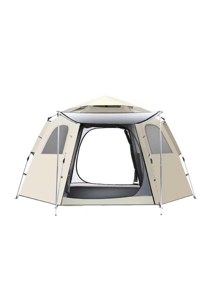 Hexagonal Tent with Canopy, Portable, Foldable, Automatic, Perfect for Beach Shade, Camping, and Outdoor Adventures