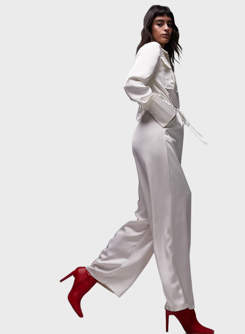 Satin cargo jumpsuit