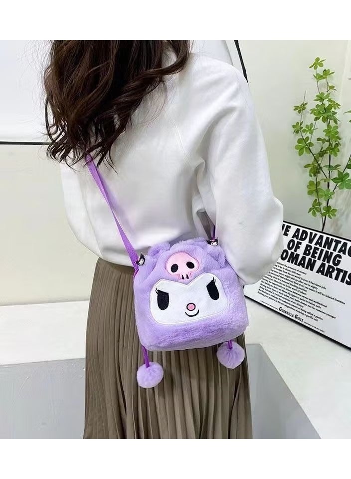 Sanrio Kuromi Shoulder Bag Plush Bag Crossbody Bag Bucket Storage Bag