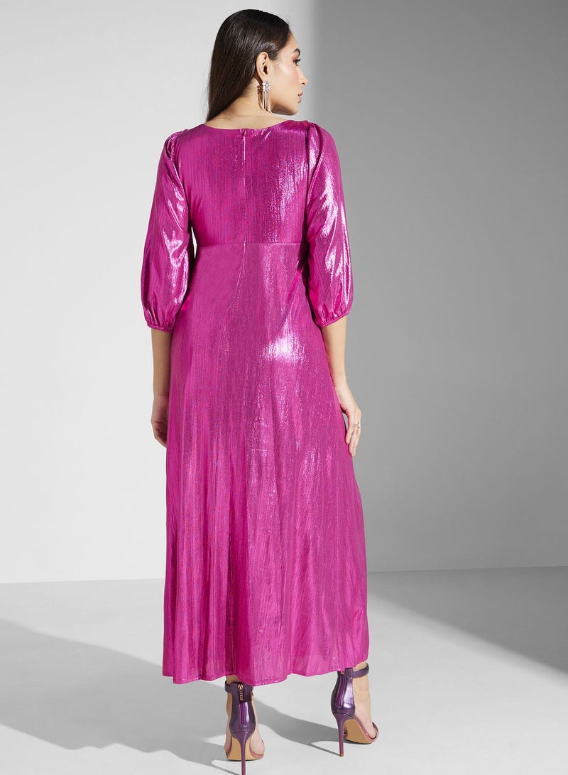 Metallic Ruched Dress