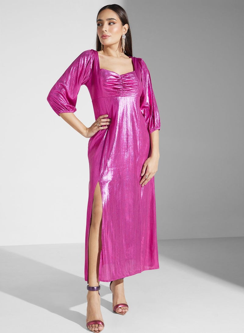 Metallic Ruched Dress