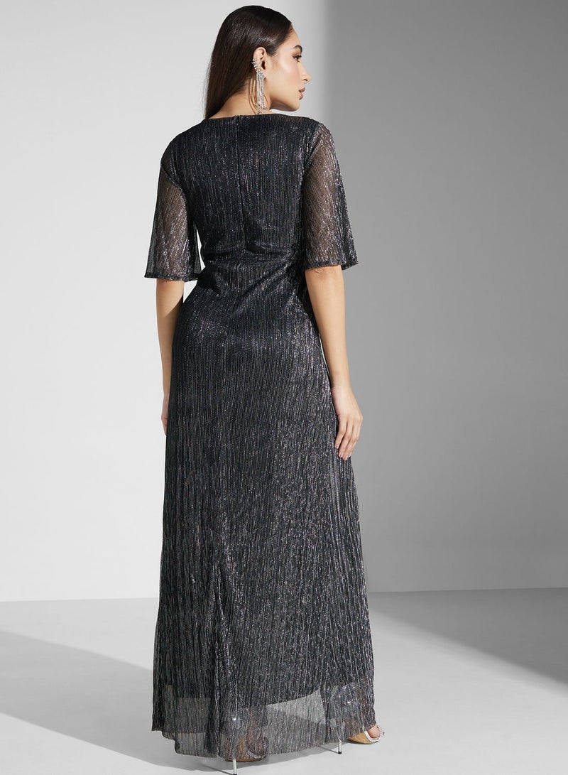 Metallic Chiffon Dress
