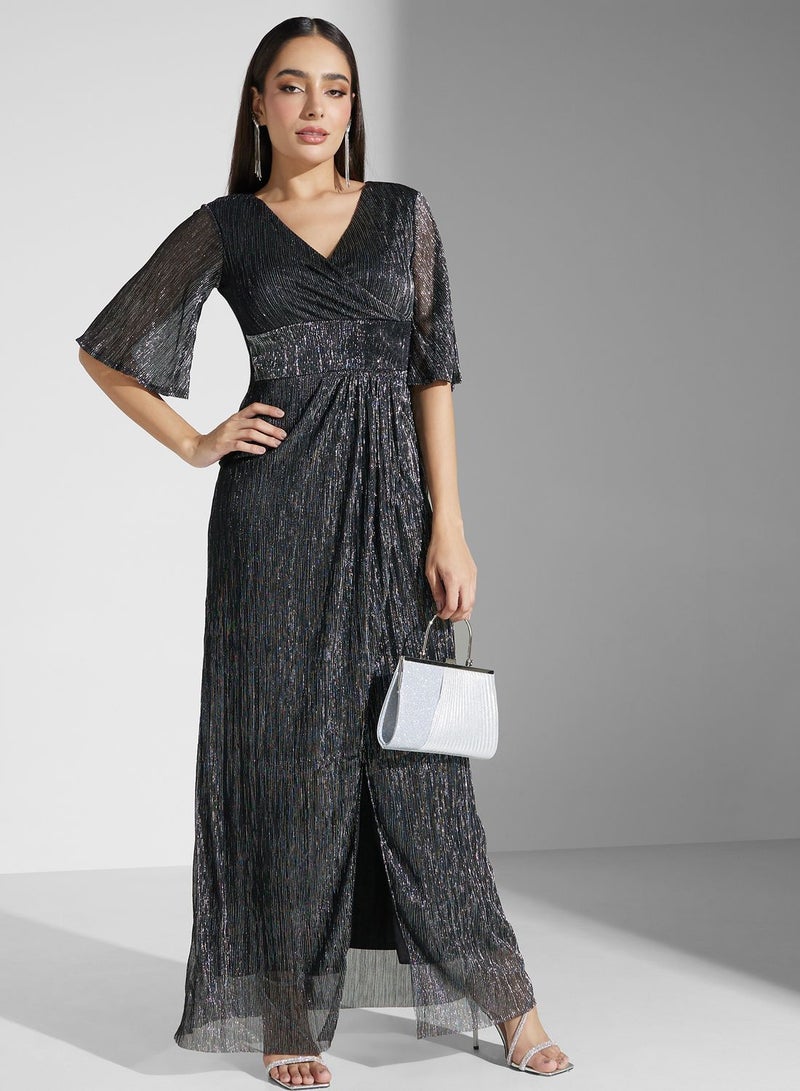Metallic Chiffon Dress