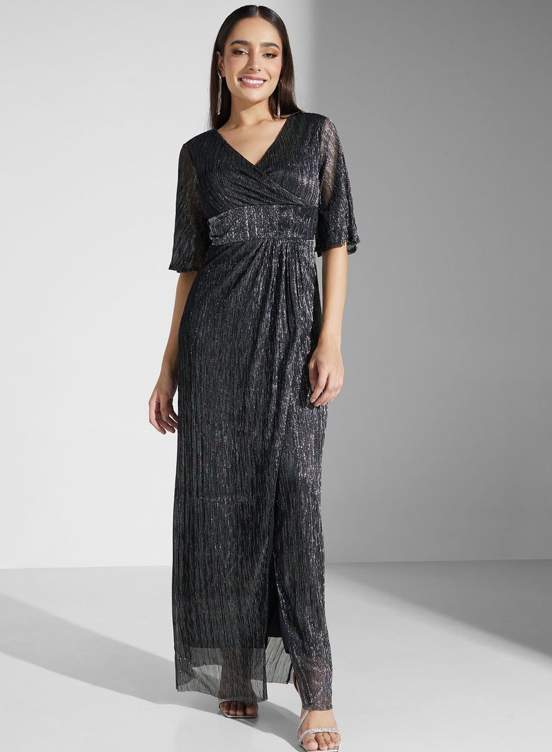 Metallic Chiffon Dress