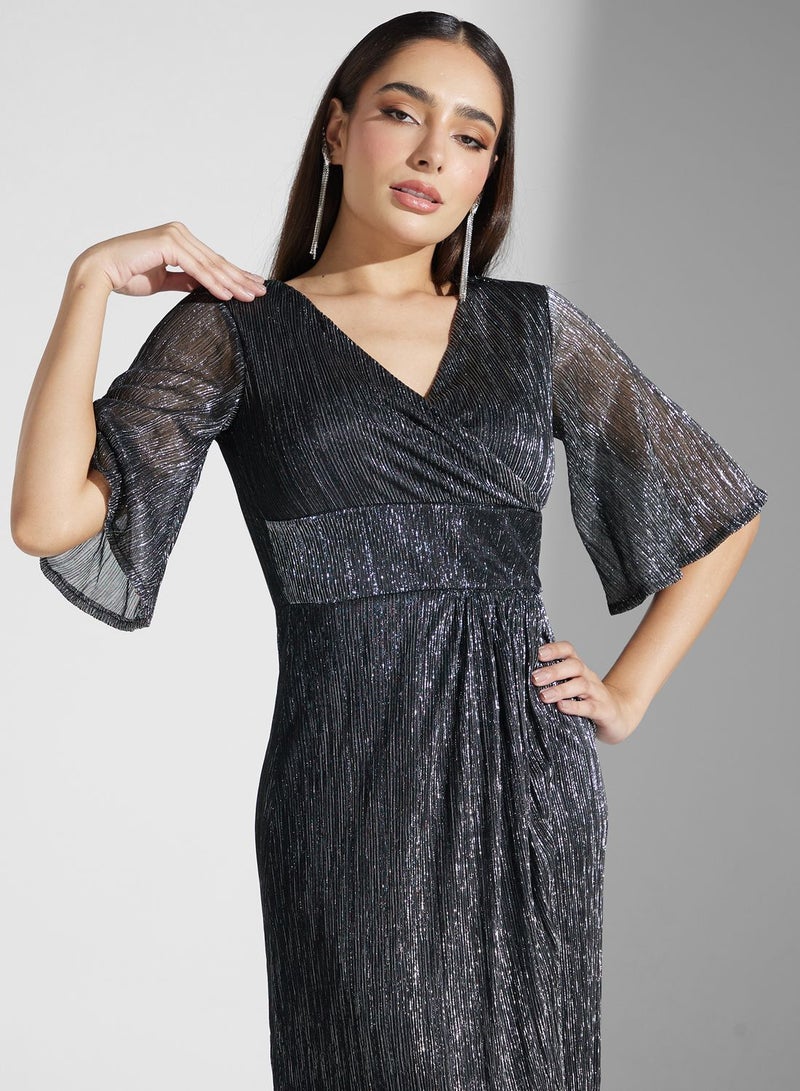 Metallic Chiffon Dress
