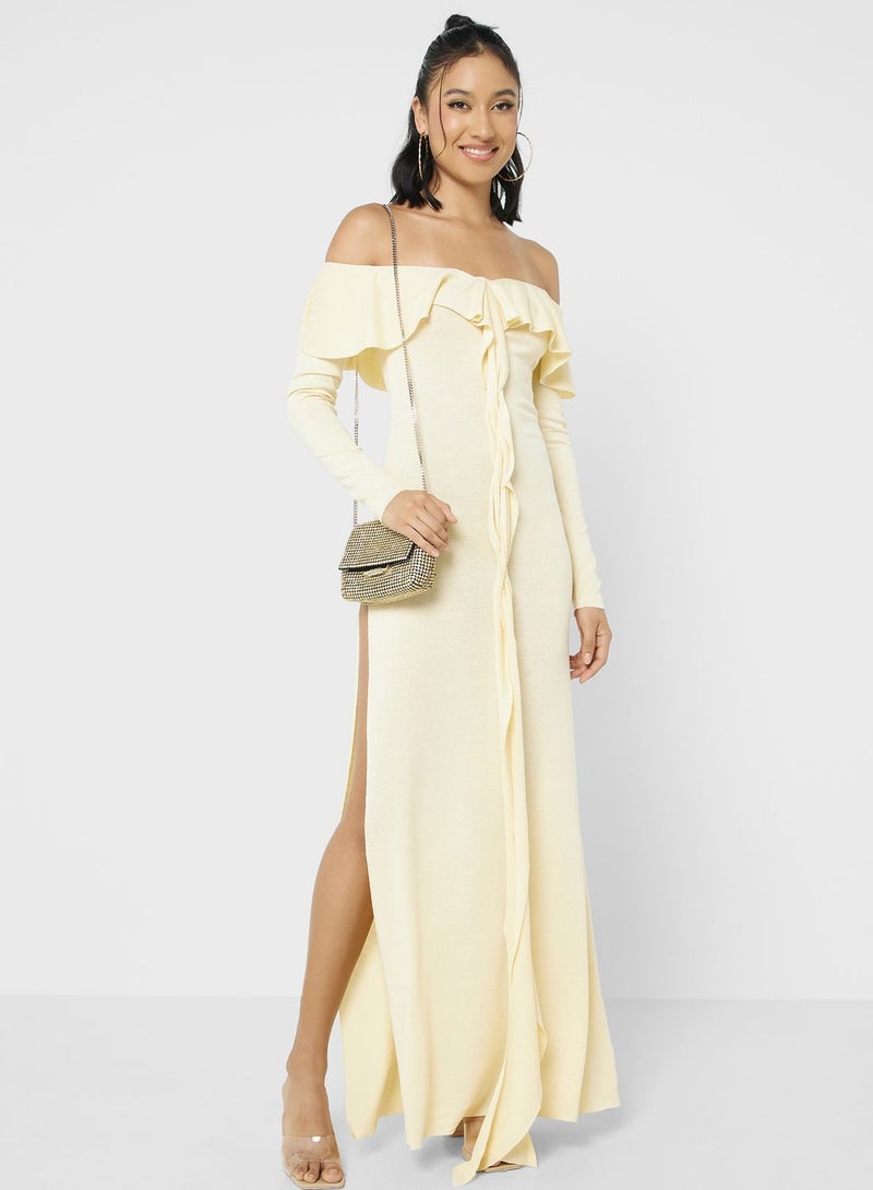 Ruffle Trim Maxi Dress