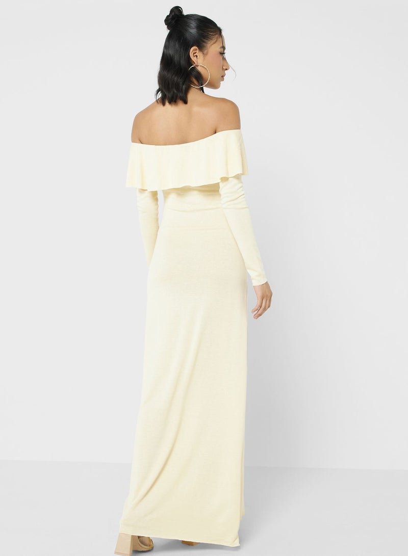 Ruffle Trim Maxi Dress