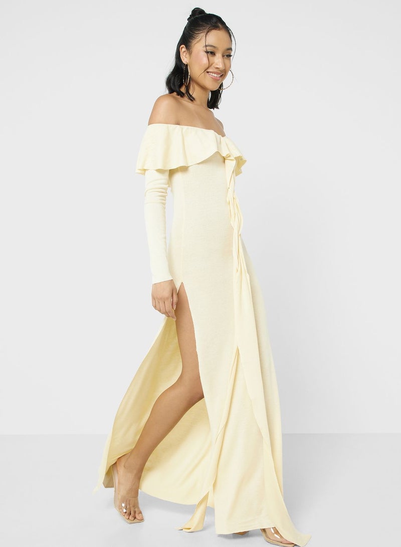 Ruffle Trim Maxi Dress