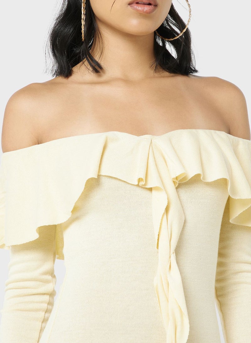 Ruffle Trim Maxi Dress