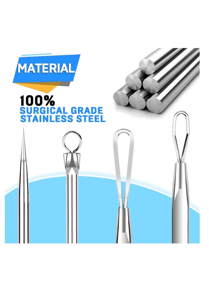 Teenitor Pimple Extractor Acne Treatment Tool Surgical Grade Blackhead Comedone Removal 2-in-1 Popper Tool for Face Nose Blackhead Extractor Tool Silver