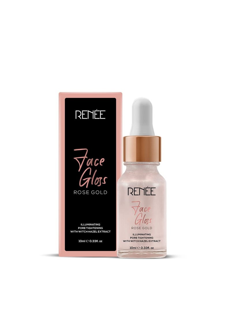 RENEE Face Gloss For Glass Like Skin   Instant Illumination  Radiant Glow  Pore Tightening Nourishes Skin  Hydrating and Lightweight Moisturizing Glowing Makeup Base With Hyaluronic Acid  Rose Gold