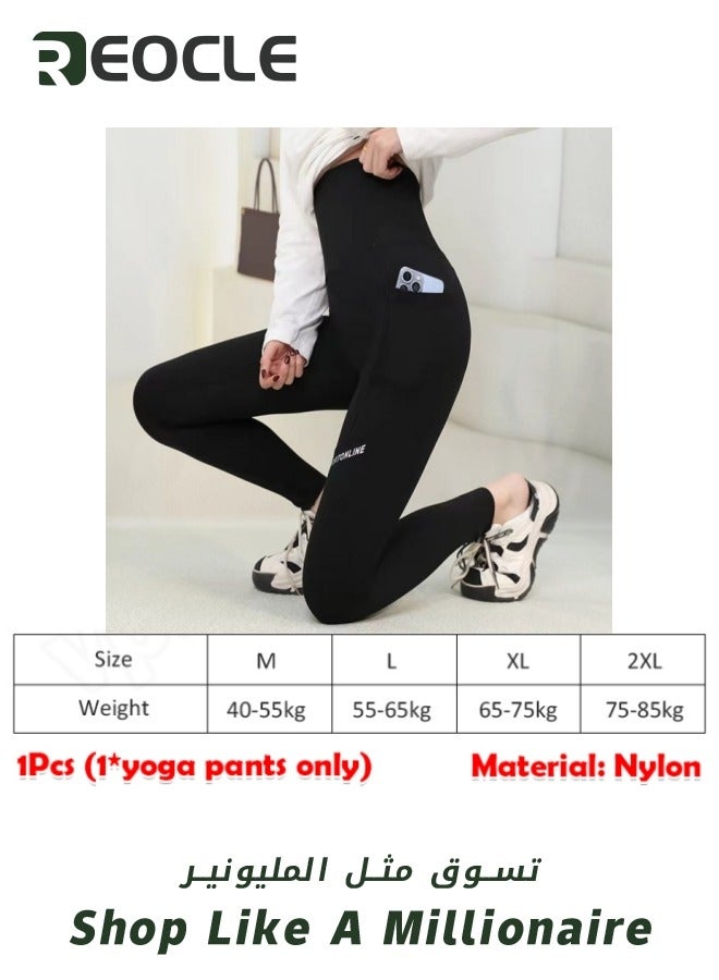 Women's High Waisted Leggings Seamless Workout Gym Yoga lifting Pants with Pockets & Fashionable alphabet Decoration